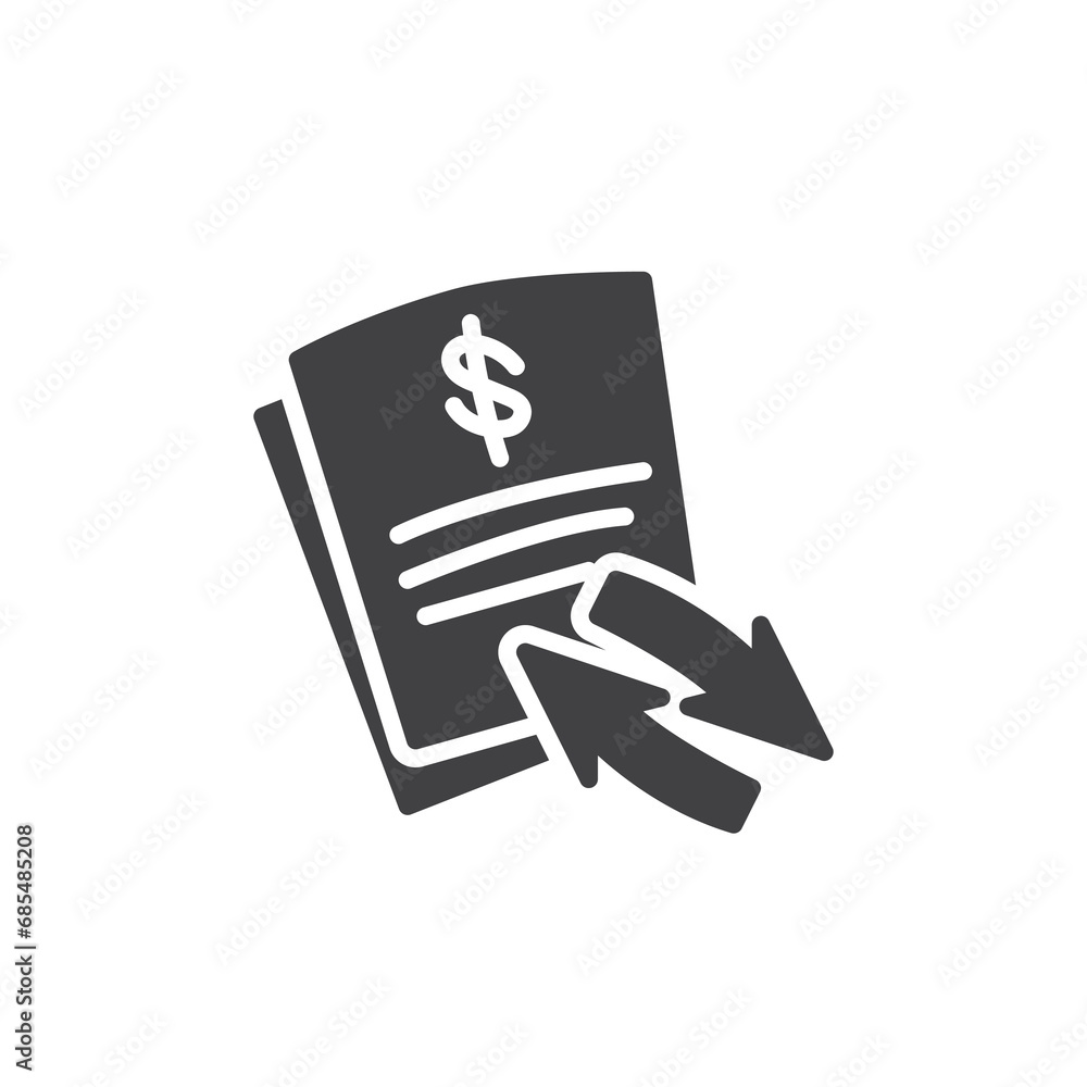 Financial document and arrows vector icon Financial document and arrows vector icon