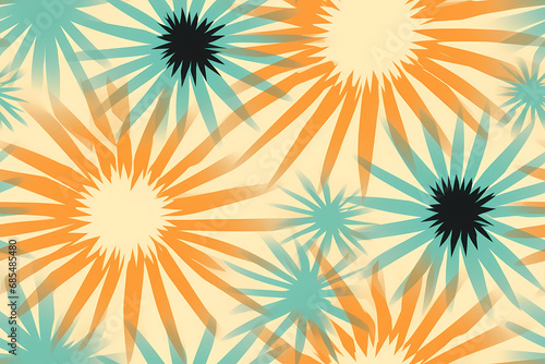 Sunburst Radiance Seamless Pattern - Art Deco Inspired. Generative AI