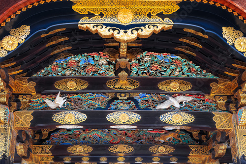 Front entrance intricate design architecture of Nijo castle in Kyoto city ,Japan