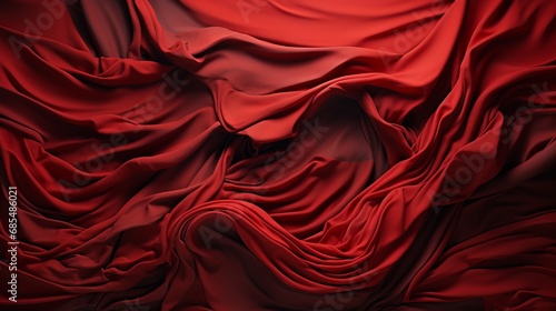 A rich maroon curtain cascades gracefully over a sea of fiery red fabric, creating a bold and dramatic statement photo