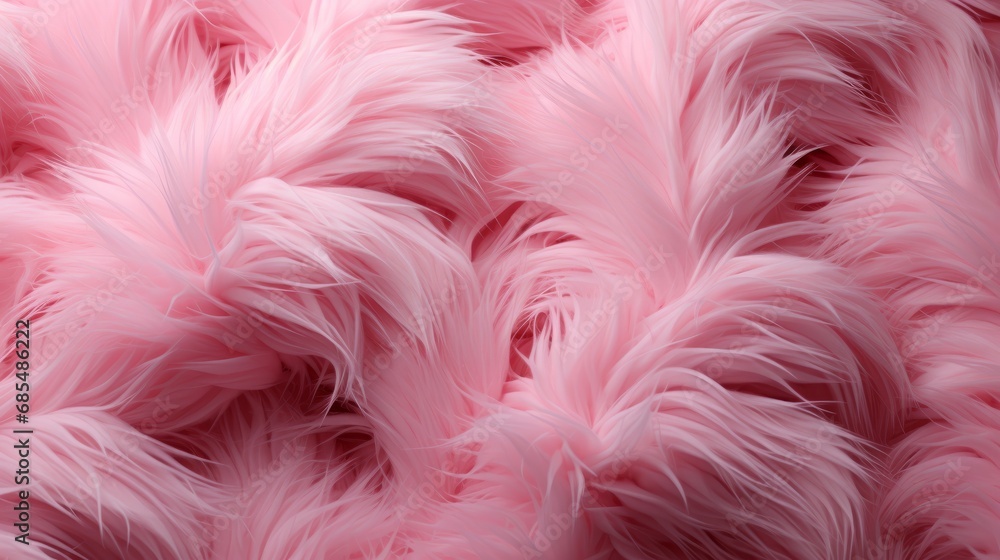 A vibrant burst of softness, the pink fur embraces its animal host with a wild grace, evoking a sense of delicate beauty and untamed spirit