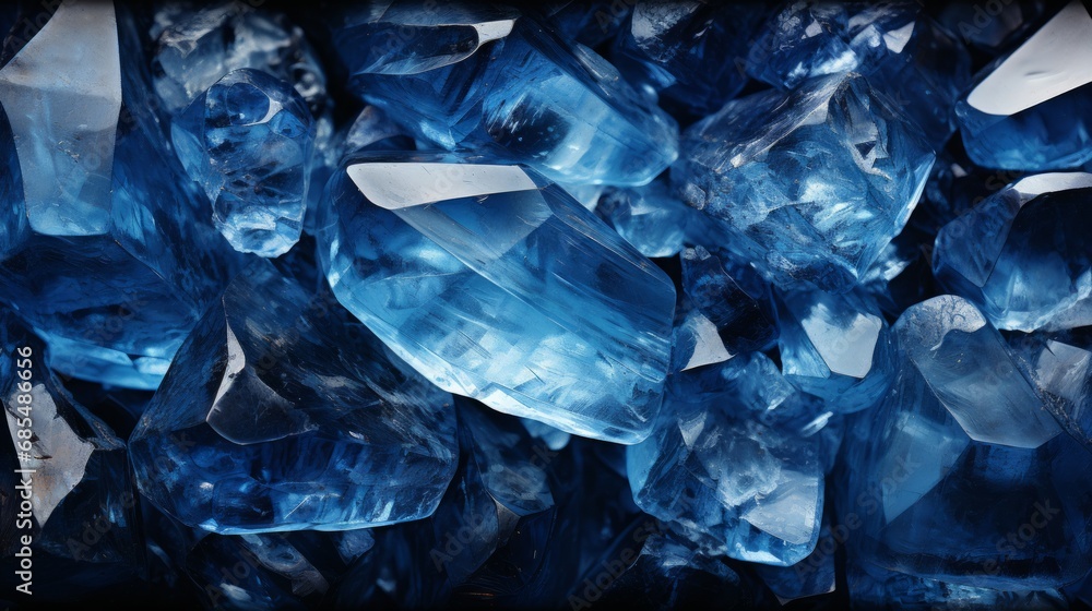 The frosty embrace of nature's icy touch, encapsulated in a dazzling pile of sparkling blue quartz crystals The frosty embrace of nature's icy touch, encapsulated in a dazzling pile of sparkling blue quartz crystals