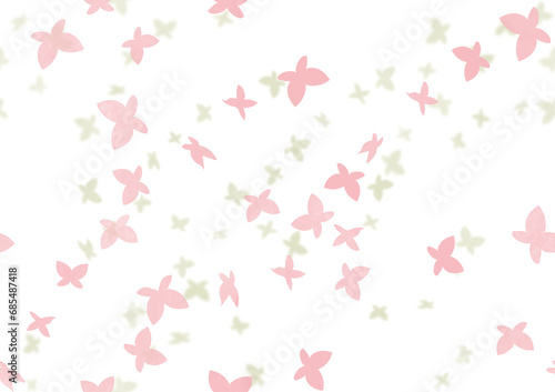 ピンクと緑の蝶の背景、壁紙（シームレス）