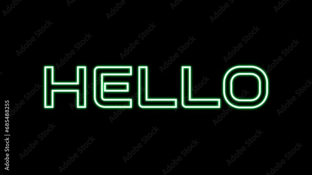 Animated hello with echo text effect in green neon color and black background Animated hello with echo text effect in green neon color and black background