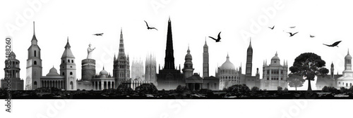 Kuala Lumpur city panorama, urban landscape with modern buildings. Business travel and travelling of landmarks. Illustration, web background. Skyscraper silhouette. Malaysia