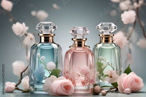 stylish transparent glass perfume bottles Stylish parfume banner photo