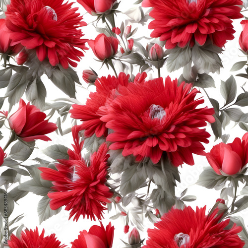 Bouquet of red flowers on a white background