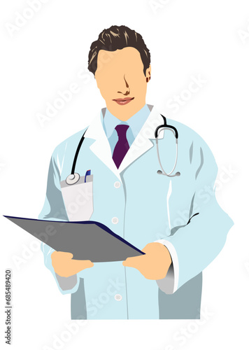 Medical doctors image. Color Vector 3d illustration. Hand drawn illustration