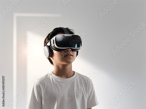 A boy with VR headset © AungThurein