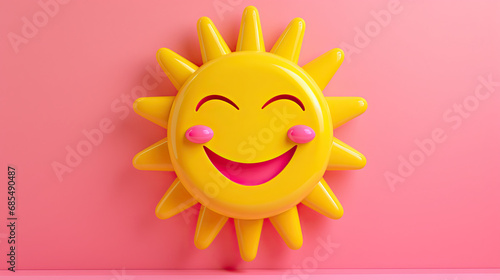 cute yellow sun smiling on a pink background