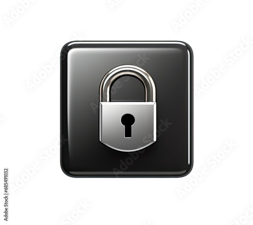 Black button with lock isolated on transparent background