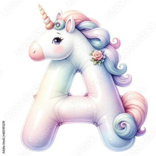 Alphabet A Unicorn pastel