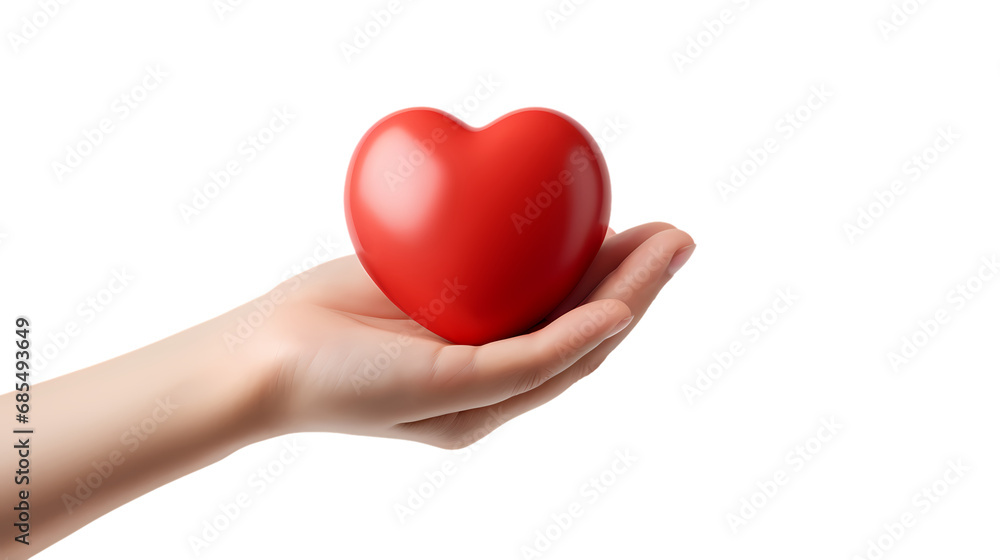 Hand giving red heart isolated on transparent background, charity symbol Hand giving red heart isolated on transparent background, charity symbol