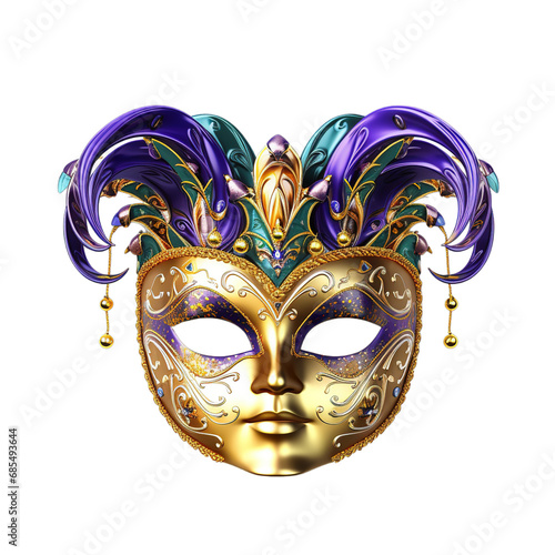 Festive Grouping of mardi gras, venetian or carnivale mask on white background. © PNGstock