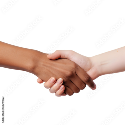 Handshake men and women. men and women shaking hands on white background.