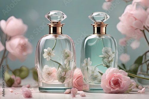 stylish transparent glass perfume bottles Stylish parfume banner photo