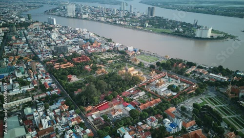 Aerial timelapse of the king's palace in Phenom Penh, Cambodia. photo