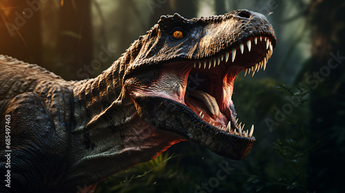 Close up of Dinosaur Tyrannosaurus Rex roaring