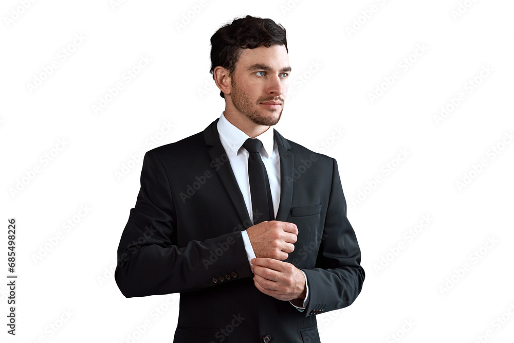 Handsome businessman, suit and fashion in stylish clothing isolated on a transparent PNG background. Face of attractive, young man or confident business employee in formal attire, outfit or style Handsome businessman, suit and fashion in stylish clothing isolated on a transparent PNG background. Face of attractive, young man or confident business employee in formal attire, outfit or style