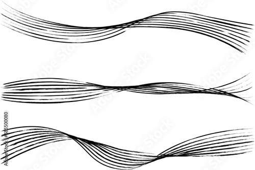 ブラシで描いたウェーブ曲線モノクロ