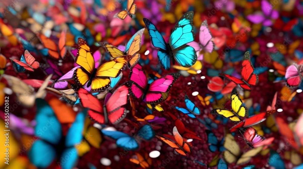 Butterfly surrounded by many beautiful small Ai Generative