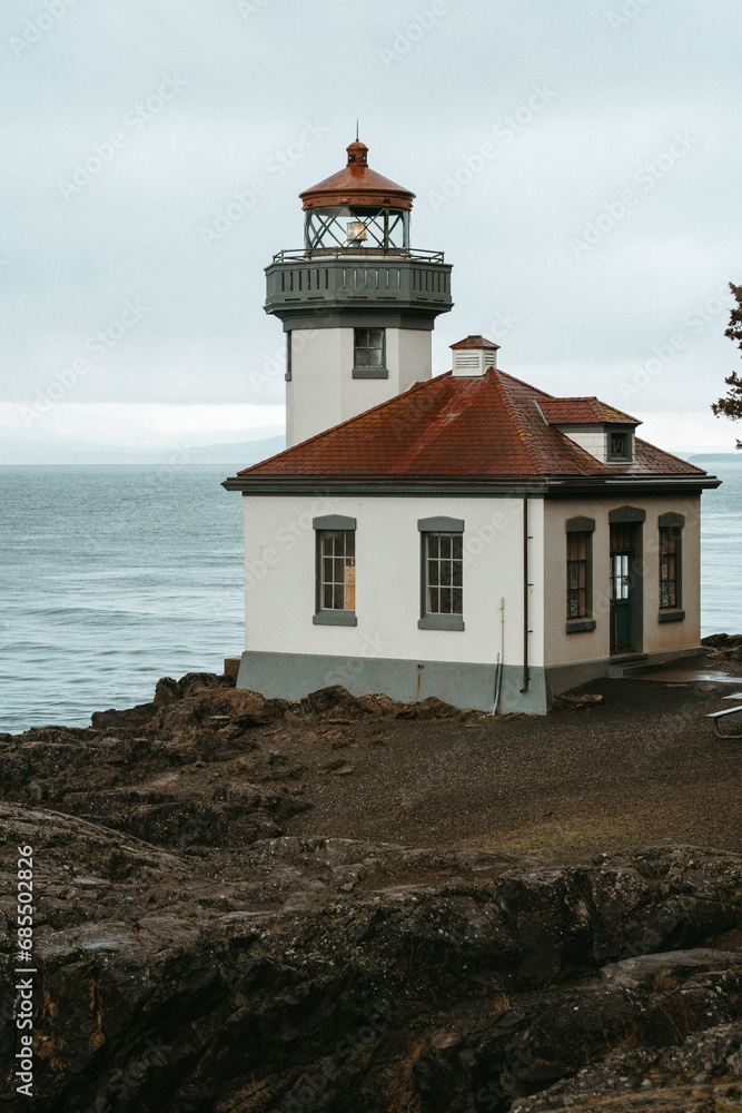 Lighthouse at Lime Kiln State Park on San Juan Island in northwest Washington