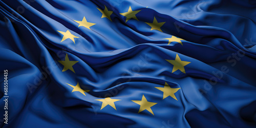 EU Flag on Silky Fabric photo