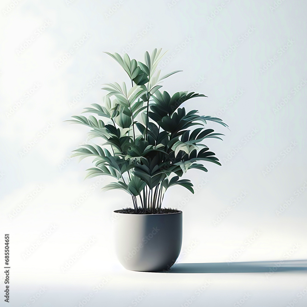 Green fresh indoor plants collection Light living room indoor plants in white ceramic pot with white background, enhancing the beauty of the home with their fresh and decorative charm