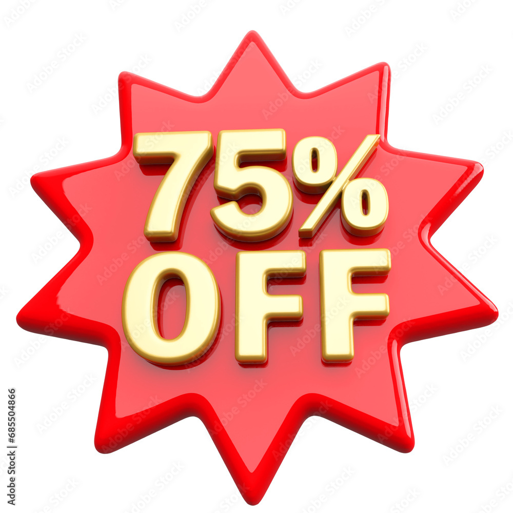 Special 75 percent off sale with number 3d render red tag label Special 75 percent off sale with number 3d render red tag label