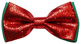 Red, festive bow tie. Bow tie with sparkling rhinestones and beads. Isolated on a transparent background.