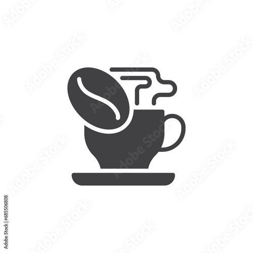 Coffee bean and cup vector icon