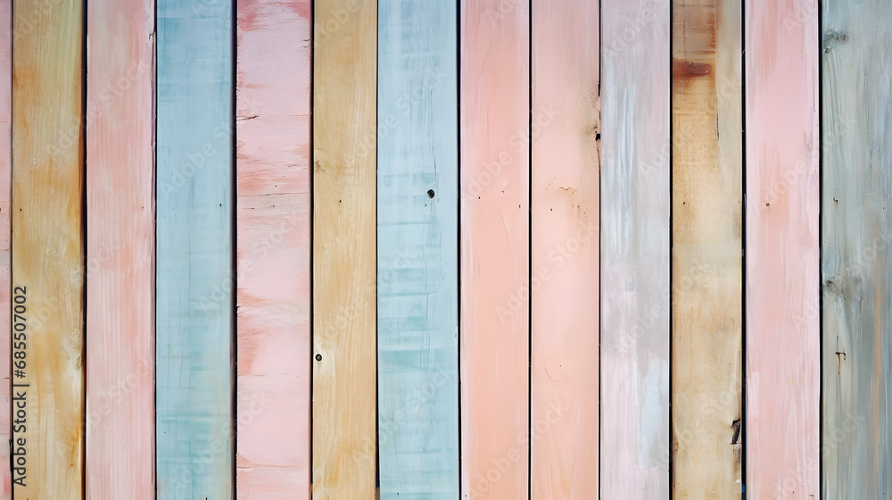 pastel wood planks texture. Generative AI. - obrazy, fototapety, plakaty 