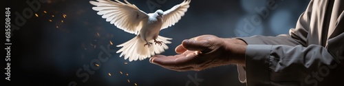 A dove's flight towards human trust and peace