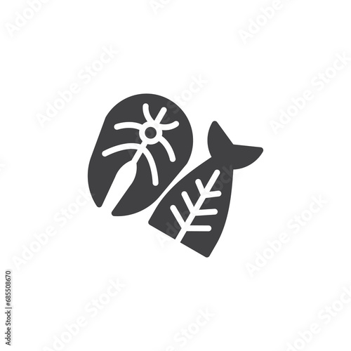 Salmon steak and fish fillet vector icon