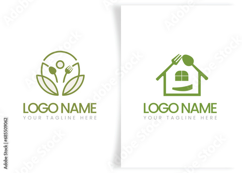 set of professional flat catering food, cake, chef logo templates