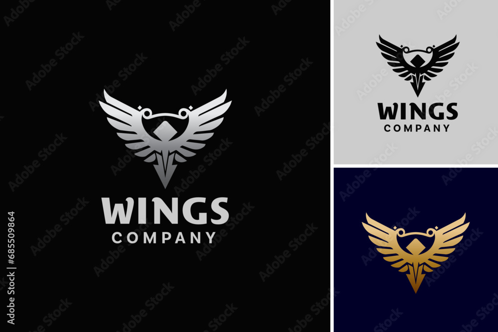 Wings company logo A logo featuring wing symbols for aviation, fashion