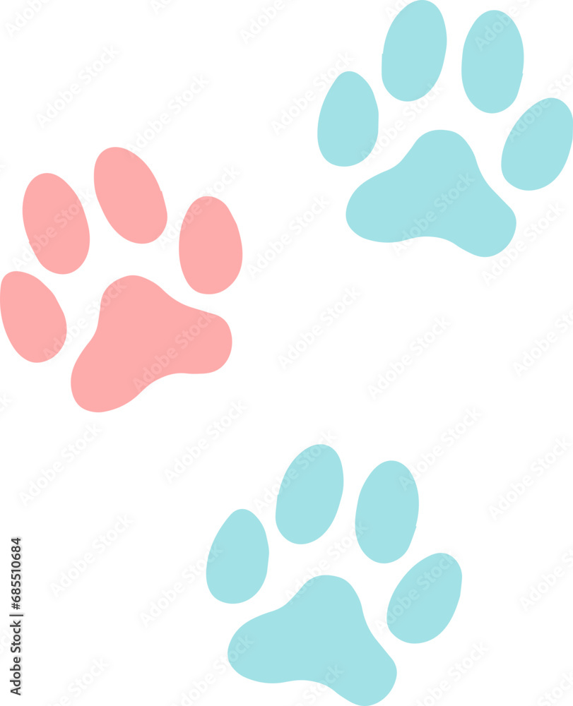 Cute dog paw dog footprints color icon