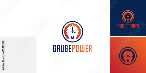 Gauge Power logo design suitable for energy and utility companies. Represents reliability, efficiency, and eco-friendly approach. Perfect for branding, marketing materials, and online platforms.