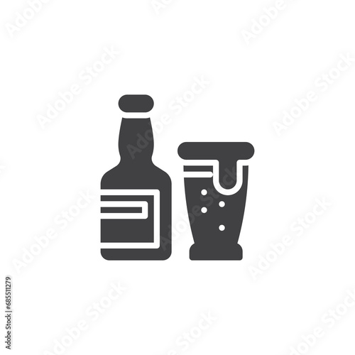 Beer pint and bottle vector icon