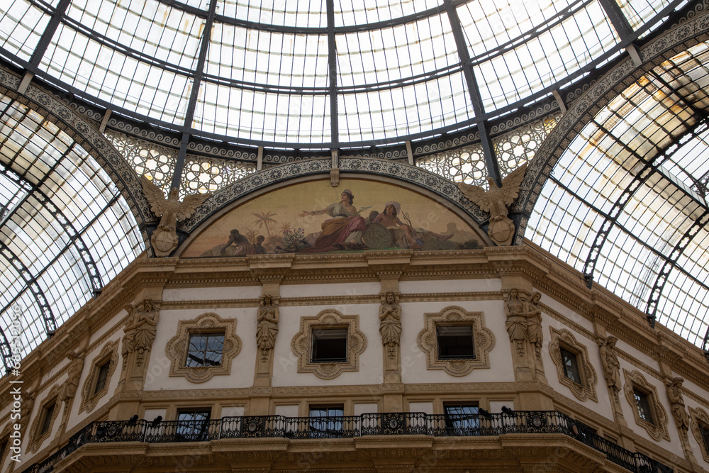 View of the rooftop Galleria Vittorio Emanuele II in Milan