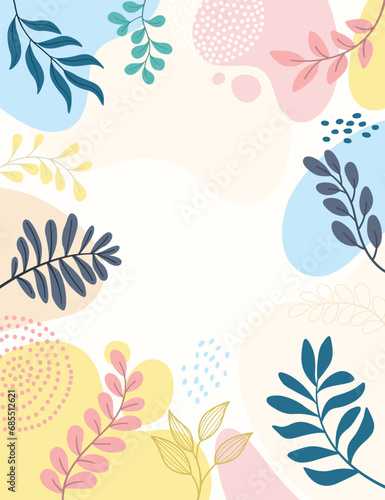 Design banner frame flower Spring background with beautiful. flower background for design. Colorful background with tropical plants. 