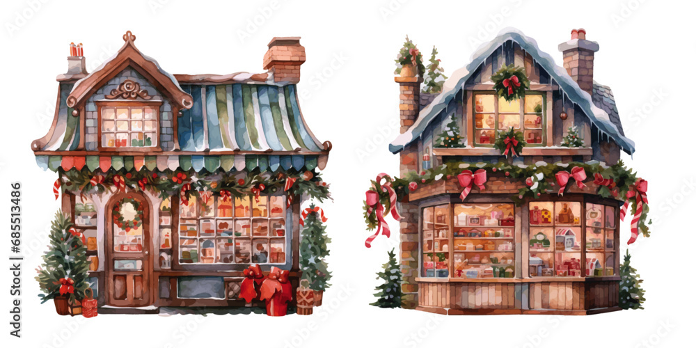 new year town Christmas decoration store vectors