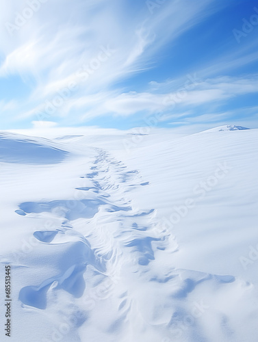 Winter natural landscape covered with snow,created with Generative AI tecnology. © henvryfo