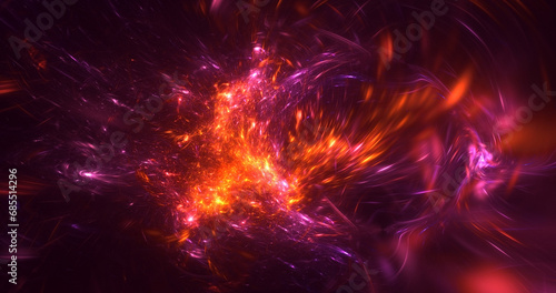 3D rendering abstract red fractal light background