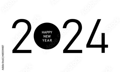 2024 Trend logo design for Happy New Year poster. Happy New Year 2024 design. Cover of business diary for 2024 with wishes. Brochure design template, card, banner. Isolated on white background.
