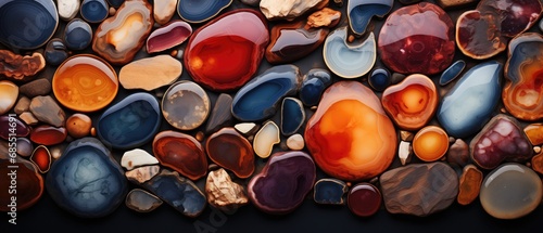 Agate rock background. Its smooth bands, formed through volcanic activity, carry the gentle whispers of geological forces shaping our planet's history. photo