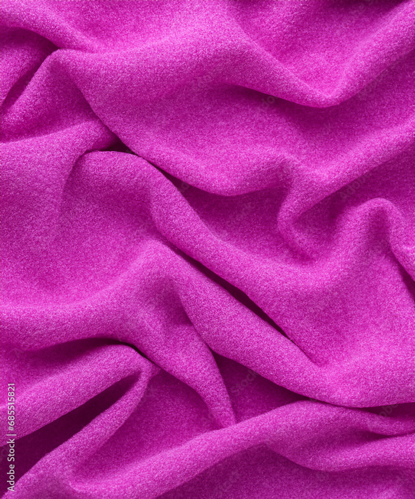 Texture of purple fabric top view. Pink pile fabric with pleats Texture of purple fabric top view. Pink pile fabric with pleats