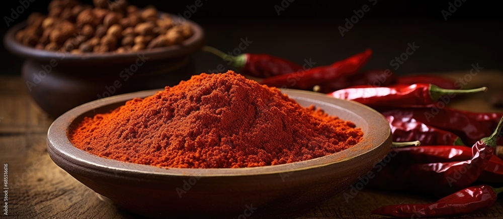 Spicy powder made from red chilies in India