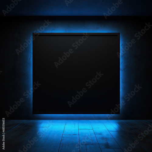 blue border frame on black background blank template mockup chalkboard blackboard © Daniel