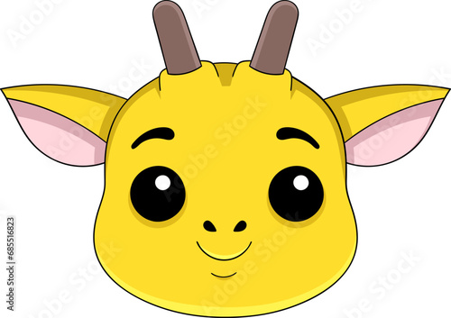 animal head of chubby giraffe cub smiling